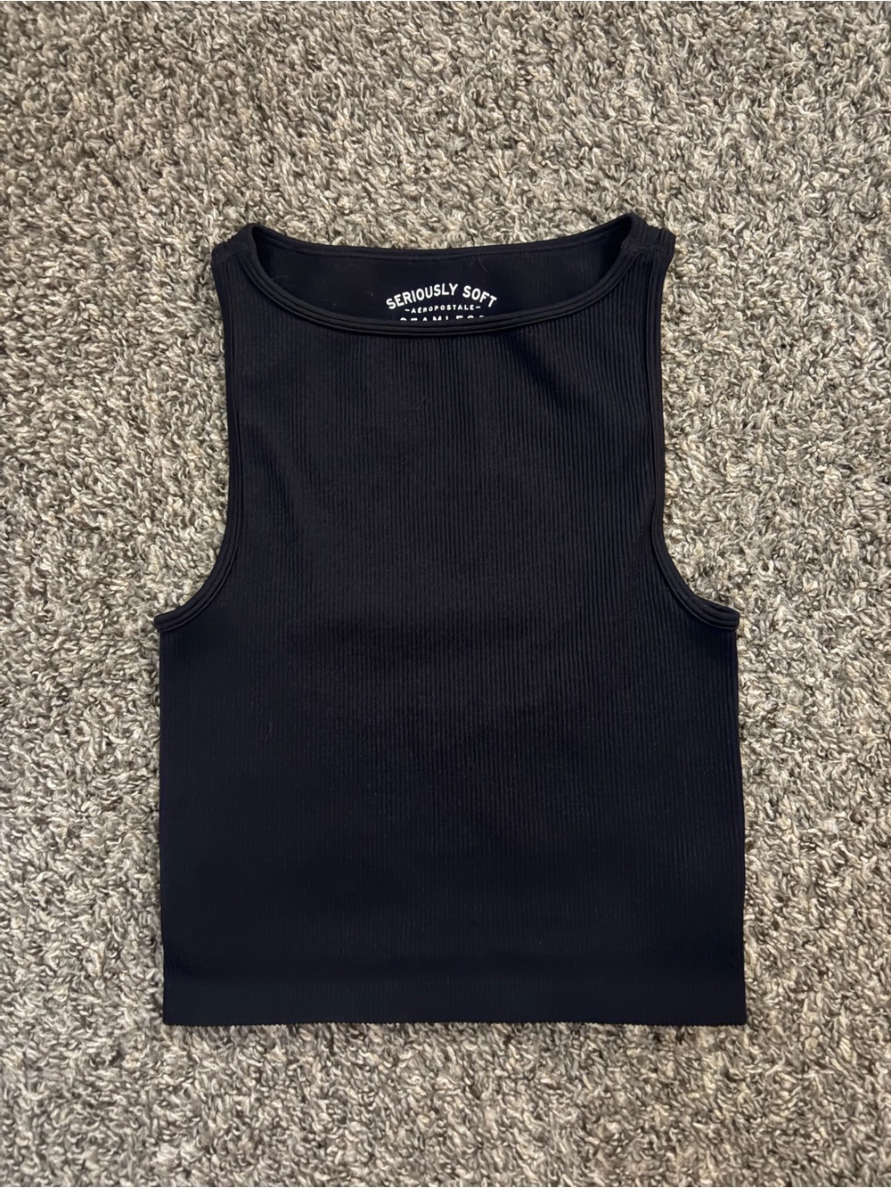 Aeropostale Black Seamless Ribbed Tank